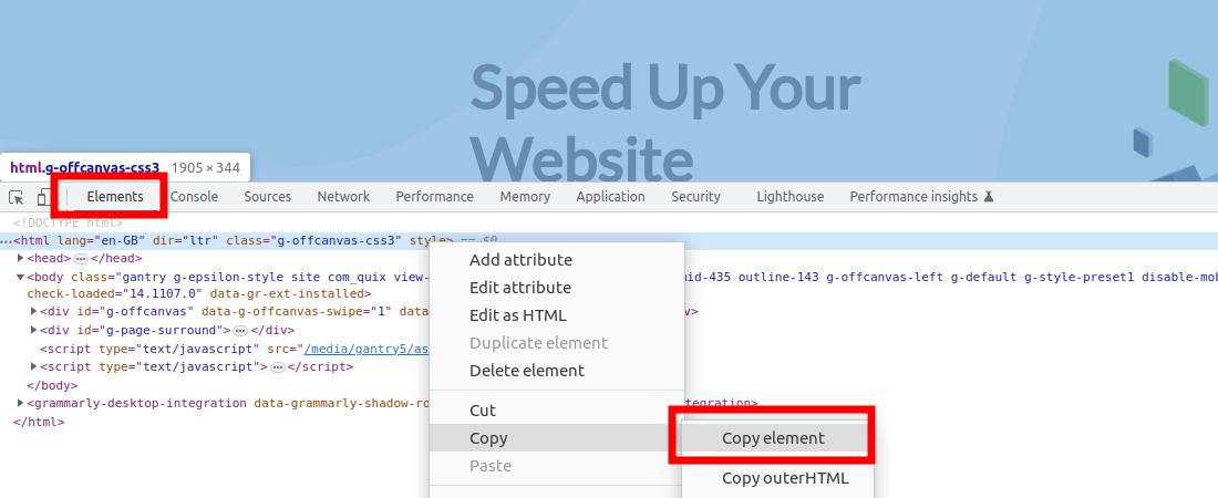 Copy HTML element