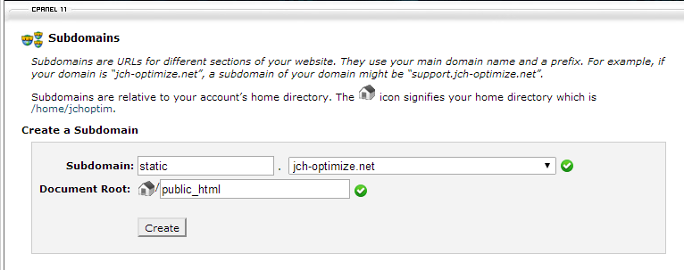 Create Subdomain