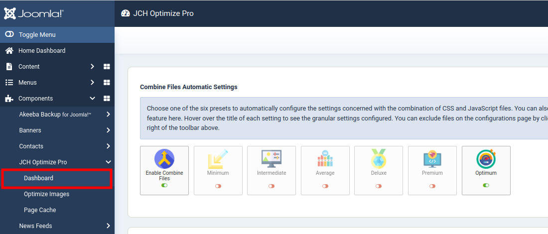 JCH Optimize Dashboard