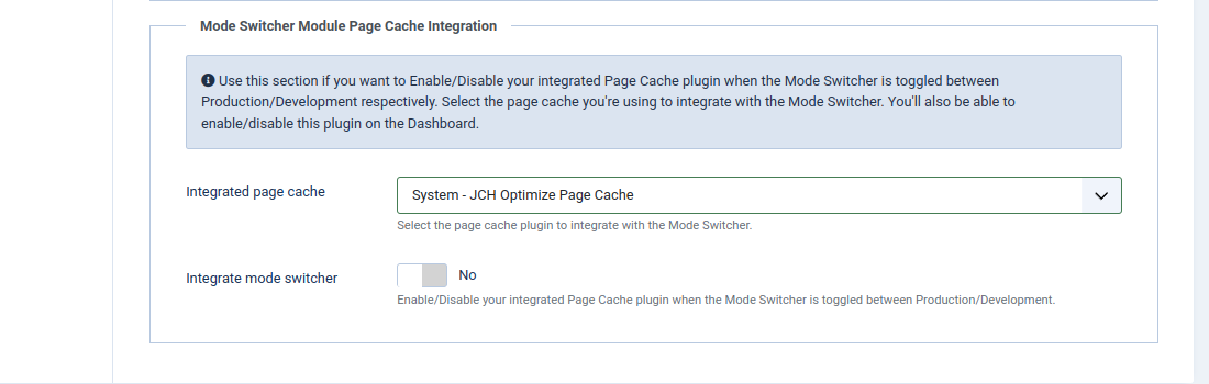 Page Cache Integration Configuration