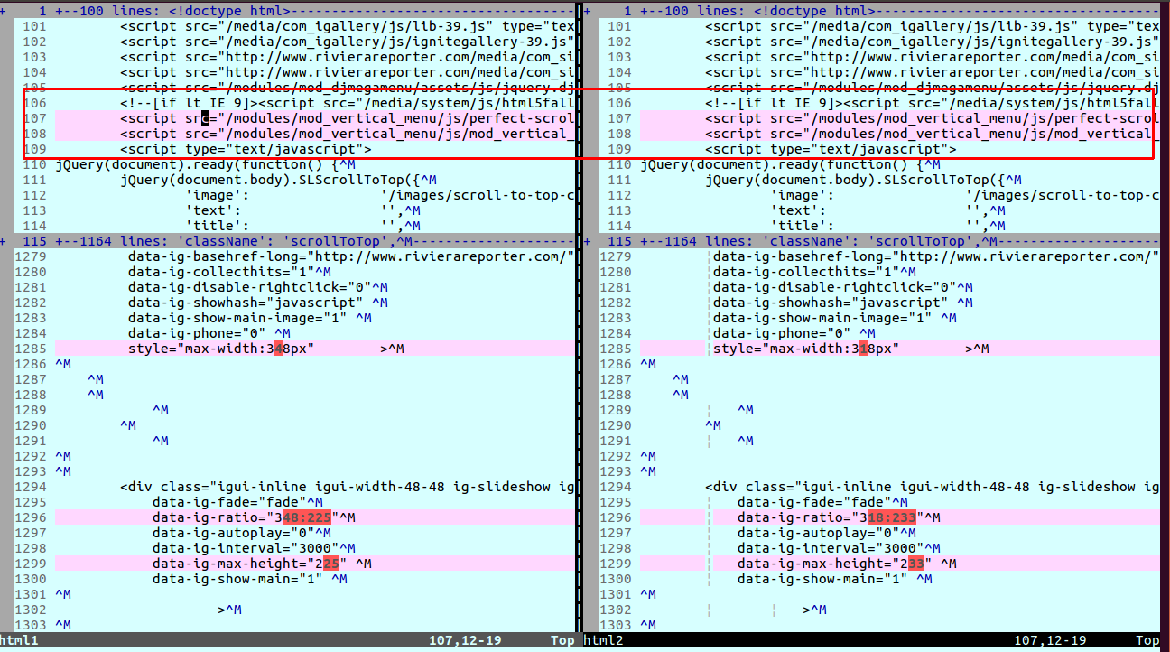 HTML Diff in Text Editor