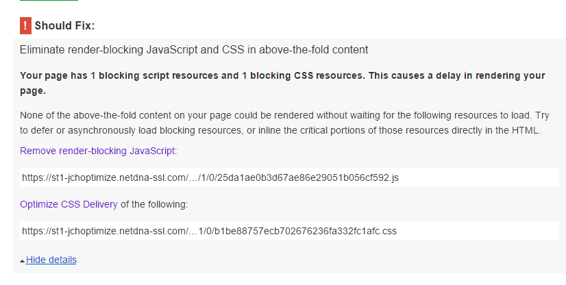 PageSpeed Render Blocking